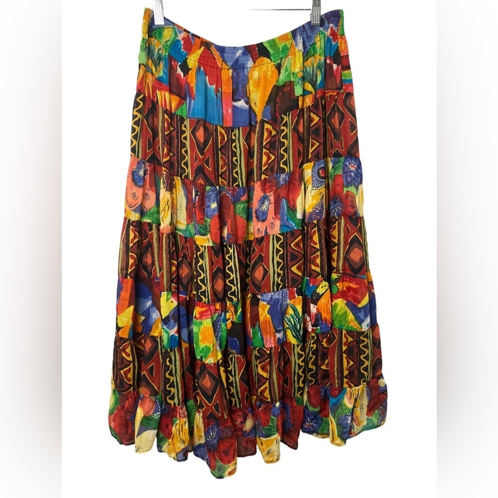 VTG Plus Class 100% Cotton Colorful Semi-Sheer Long Skirt Made in India